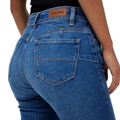 Jean Droit Femme Salsa Avec Fermetures éclairs Déco - Taille W25 L32 (32FR) - Neuf Avec étiquettes