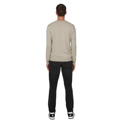 Hollister Pull Homme Gris Chiné Coton Logo Manches Longues (INT M