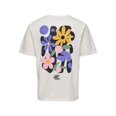 T-shirt Homme Volcom Blanc - Manches Courtes - Motif Fleurs Vecteurs - Taille S - Neuf