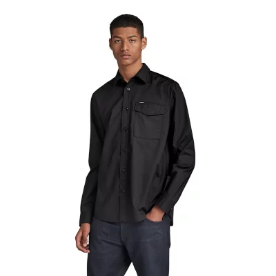 Fluid Chemise à Manches Longues Muscle Fit Homme Noir