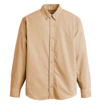 Chemise Vintage Covington Simili Daim Homme XXL Beige Manches Longues