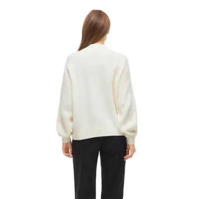 Pull Oversize broderie 3D blanc 100% coton bio