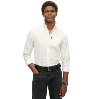 Chemise A Manches Longues Homme Vintage Washed Oxford SUPERDRY BLACKSTORE