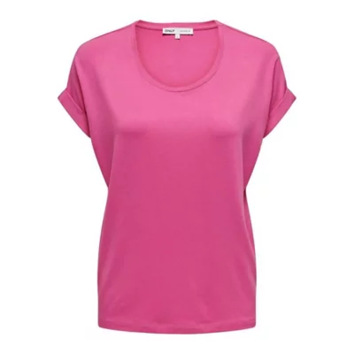 Haut Monoprix Occasion - Tee Shirt Manches Courtes Mauve/rose - Taille 42 (XL) - Style Tunique Rock