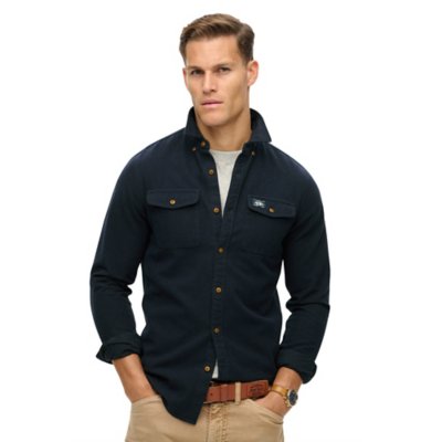 Chemise SUPERDRY Homme - Manches Longues Coton - Rose - Taille L - État EXCELLENT