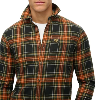 Chemise Superdry Homme Manches Longues - Coton Gris, Taille M (étiquette L Asia), Occasion En Excellent état