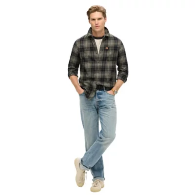 Chemise Superdry Homme Manches Longues, Coton, Taille L, Multicolore, Très Bon état