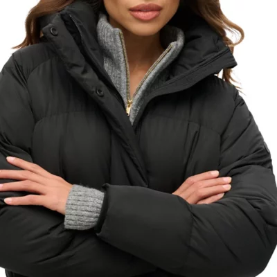 Puffer Coat Doudoune Superdry Femme Noir Doudoune Femme Longline