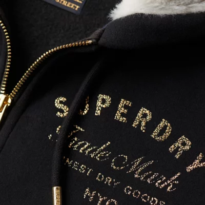 Sweatshirt Zippé À Capuche Femme Luxe Metallic Logo SUPERDRY