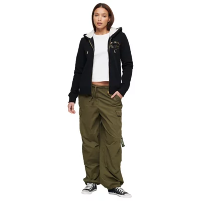 Sweatshirt Zippé À Capuche Femme Luxe Metallic Logo SUPERDRY