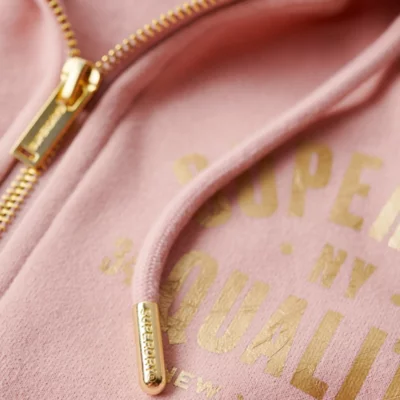 Sweat à Capuche Zippé Femme Kappa – Rose – Taille UK 8 – Graphique Logo