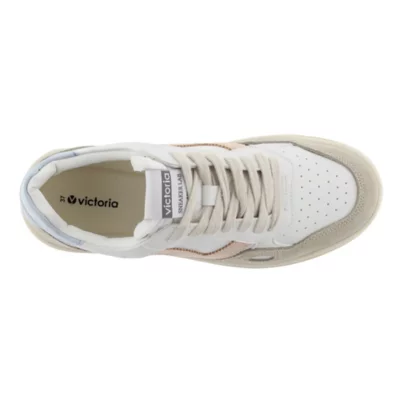 Sneakers Femme Seul Efecto Piel Serraje Beige, blanc et rose