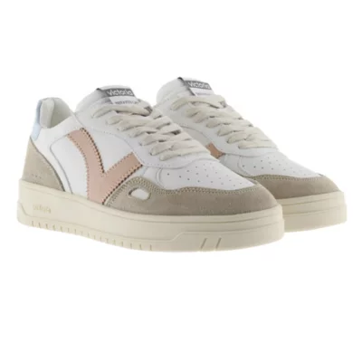 Sneakers Femme Seul Efecto Piel Serraje Beige, blanc et rose