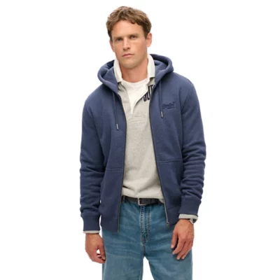 Sweat à Capuche Superdry Homme – Noir, Taille M, Fermeture éclair Intégrale