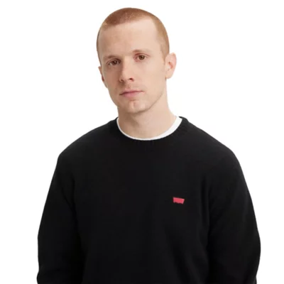 Sweat Rayé Noir Levi’s Homme Taille L – Pull Col Rond Léger, Logo
