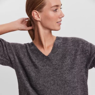 Pull Femme VERO MODA Gris Taille S - Mélange Polyester, Manches Longues, Occasion Très Bon état