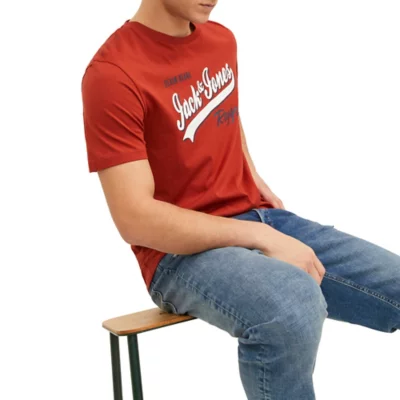 JACK & JONES Jorportland Block Branding SS Crew Neck, Blanc