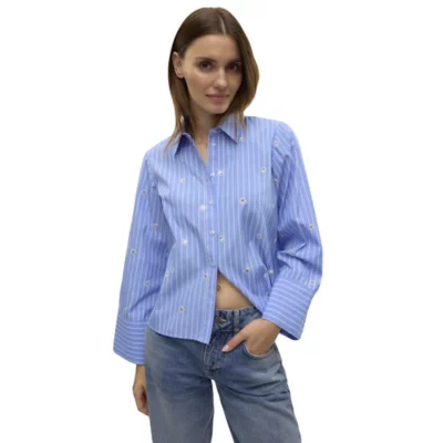 Chemise REI Femme Taille L – Bleu, Manches Courtes, Légère, Zippée – Idéale Rando