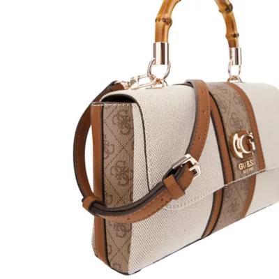 Sac à Main GUESS Stephi Bambou En Cuir Cognac - Fourre-tout à Rabat, Neuf Avec étiquettes