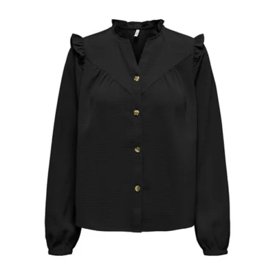 Chemise wetlook et vinyle H064 Noir Handmade