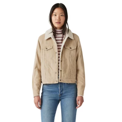 Jacket Levis Beige Femme Jean Moumoute Sherpa Trucker Veste En