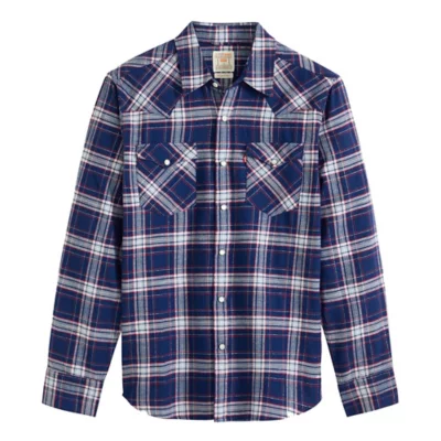 American Republic Chemise Homme Manches Longues En Mélange De Coton Et Polyester - Bleu, Taille L