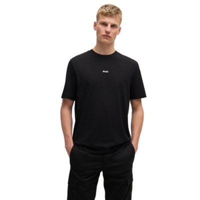 BOSS - T-shirt à col rond en coton avec imprimé de la saison - Noir
