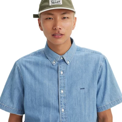 Chemise Homme Flag & Anthem Bleu Clair Et Bleu - Manches Courtes - Taille 2XL Neuve