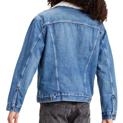 Veste Levi's Trucker Homme – Taille L – Noir – Doublure Sherpa – Camo – Très Bon état