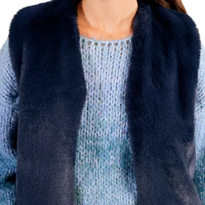 VITATA Gilet Femme Hiver Doublé en Fausse Fourrure-Veste Sans Manches