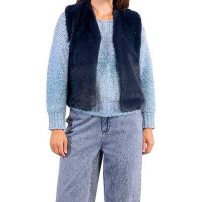 Gilet HKM Ashley Doublé Fausse Fourrure – Marine Taille M (12 Ans) – Équitation