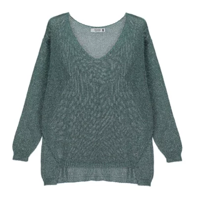 Pull Femme Maille Unie Asymetrique Lurex PLEASE BLACKSTORE