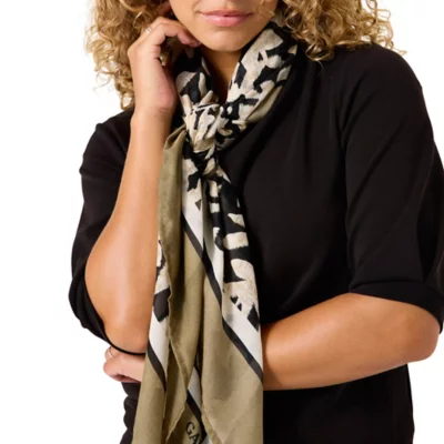Foulard Carré En Soie Vintage Purificacion Garcia - Couleur Beige - Modèle FO486 - Occasion TB