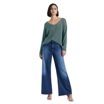 Jean Femme Denim Flare Poches Plaquees PLEASE BLACKSTORE