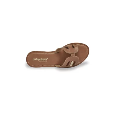 Sandales Claquette Chic Femme Mule Or En Cuir Grainé Mules Tongs