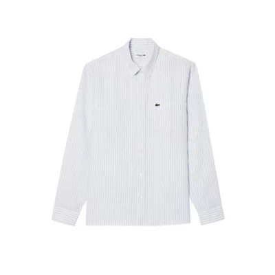 Ami Paris Chemise Habillée Rayée à Manches Longues en Coton Marron ref