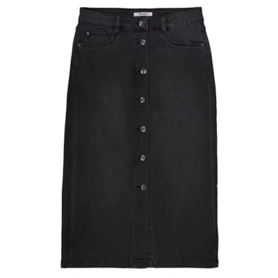 Jupe midi trapèze en satin pour femmes avec bordure en dentelle