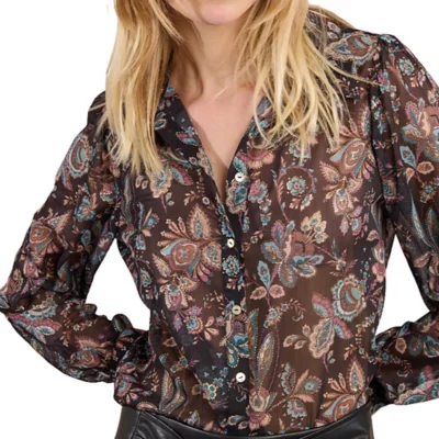 Chemise Longue Femme Imprimé Fleurs Et Oiseaux - Noir - Taille 10 - Glamorous