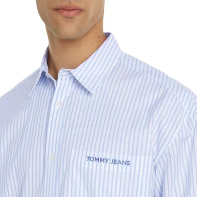 Chemise Homme Tom English - Taille L - Rayée Bleu Foncé - Col 16 1/2" - Occasion Très Bon état
