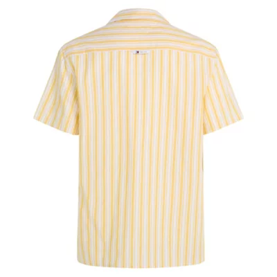 Chemise Manches Courtes Garçon First Wave Orange Rayures - Taille 14, 100% Coton | Occasion Très Bon état