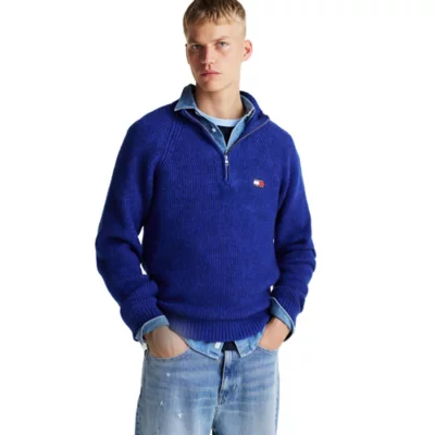 Pull G/Fore 1/4 Zip Rayures Décalées Bleu Pour Homme - Taille XL, Style Golf Décontracté