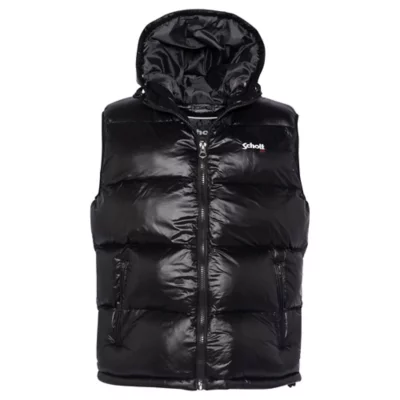 Capuche Homme Doudoune Sans Manche Homme Noir Brillant Doudoune