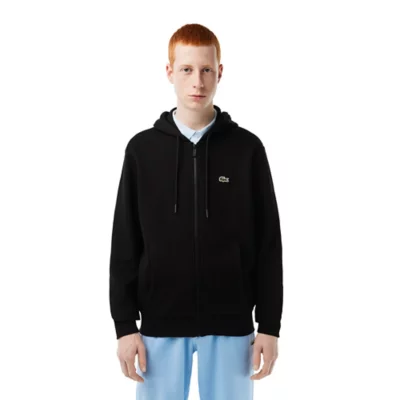 Sweatshirt Zippé À Capuche Homme En Molleton Noir LACOSTE | BLACKSTORE