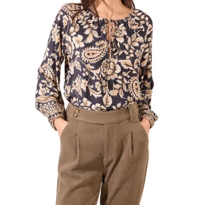 mossa clothes T. M Noir Tunique Blouse Boutonnée Manche longue