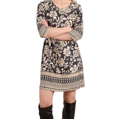 Robe Beige Et Noire Molly Bracken à Manches Longues - Taille M (2) - Occasion TBE