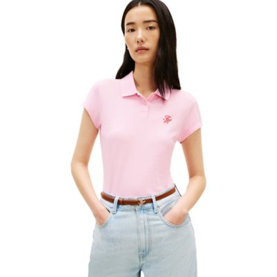 Polo à manches courtes femme Th Script Slim Multicolore W49259  TOMMY HILFIGER
