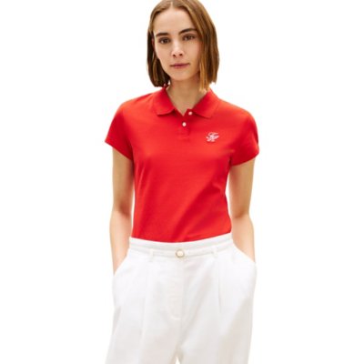 Polo à manches courtes femme Th Script Slim Multicolore W49259  TOMMY HILFIGER